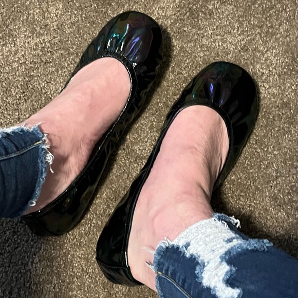Women's Black Oil Slick Ballet flats, Storehouse, size 11. New - Picture 5 of 6